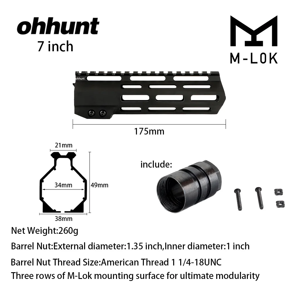 Ohhunt Тактический M LOK поручень 7 &quot9&quot 10 &quot12&quot 13 5 &quot15&quot 17 &quotМ свободный поплавок