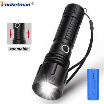 

Super Bright LED Flashlight Zoom LED Torch Waterproof Flashlight with 5 Modes XHP50 Flashlight USB Rechargeable by 18650