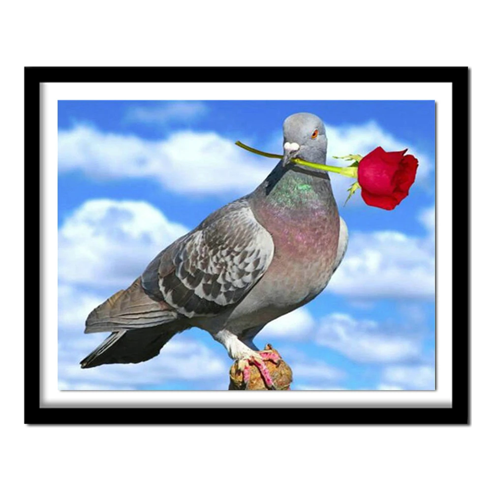 

5D Diy Diamond Painting Bird Pigeon Full Round Diamond Embroidery Rose Full Square Diamond Flower Cross Stitch