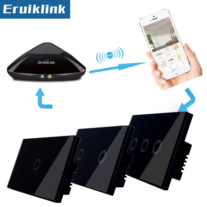 

US/A Standard Wireless remote control switch, 1/2/3Gang 1Way Black Crystal glass light switch For RF433 Smart home+Led Indicator