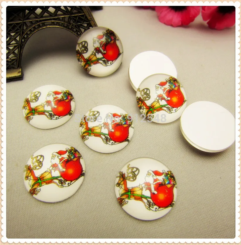 

SXBL003, Free shipping! handmade photo glass cabochon,10pcs/lot (20MM) Christmas resins dots stickers crystal epoxy