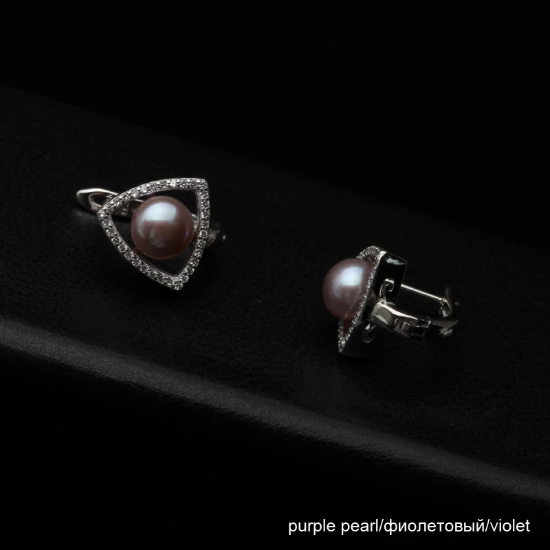 Настоящая серьга из натурального пресноводного жемчуга для женщин, 925 пробы серебряная серьга для девочек подарок на день рождения - Цвет камня: purple pearl earring