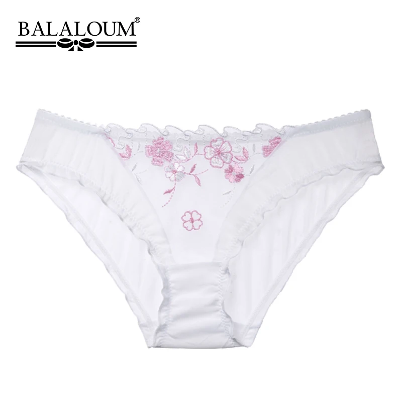 

BALALOUM Sexy Women Floral Embroidery Lace Mesh Ultra Thin Underwear Female Lingerie Transparent Temptation Briefs See-Through