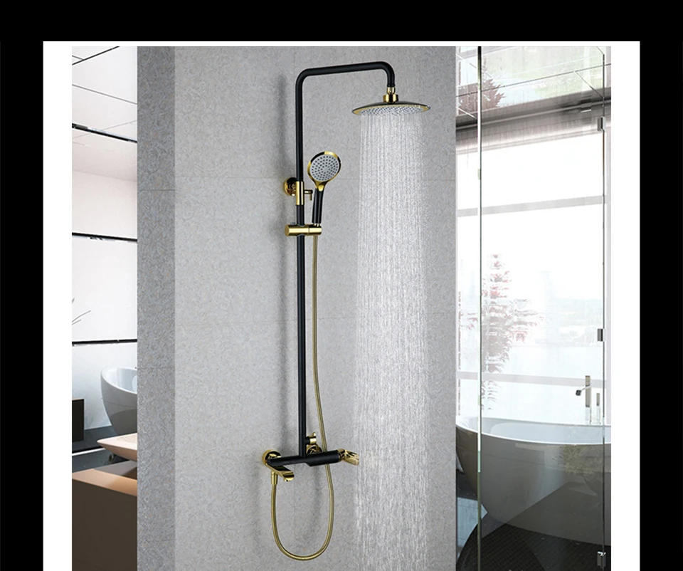 Frap черный Золотой смеситель для ванной комнаты с раковиной кран для холодной и горячей воды Смеситель кран настенный кран Y24001+ Y10057