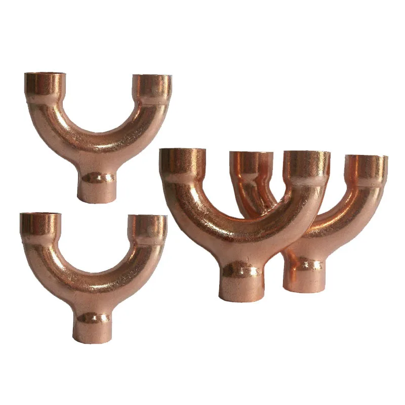 38mm*1.2mm HVAC Equal Welding Copper Y Type Tee Fittings Plumbing Pipe For Air Conditioner