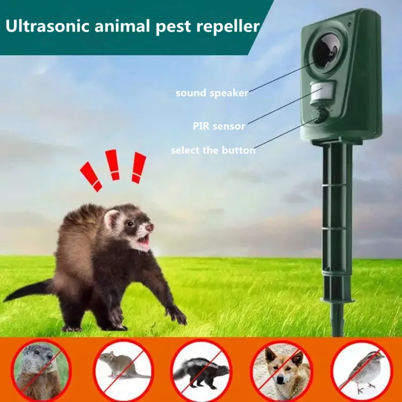 

Waterproof and environmentally friendly infrared motion sensing ultrasonic animal repeller to drive away birds and cats and dogs