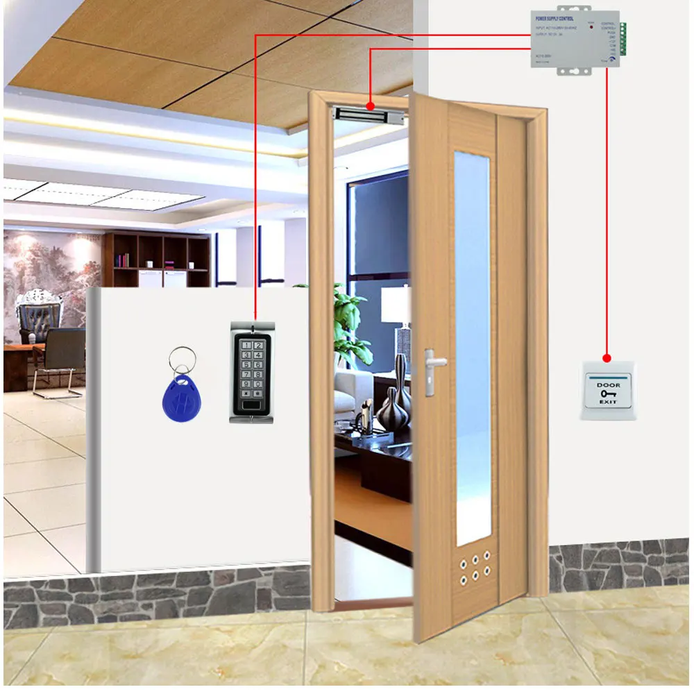 RFID металлическая система контроля доступа, набор замков 125 кГц с 180 кг, Электрический магнитный замок, замок для дома/офиса, стеклянная дверь