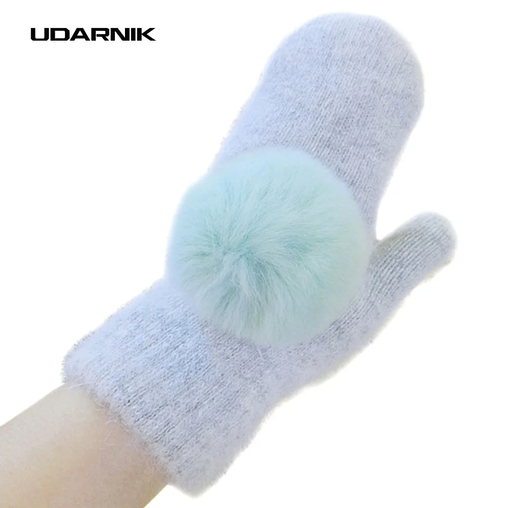 1 Pair Women Girls Cute Gloves Winter Warm Fur Bulb Fluffy Driving