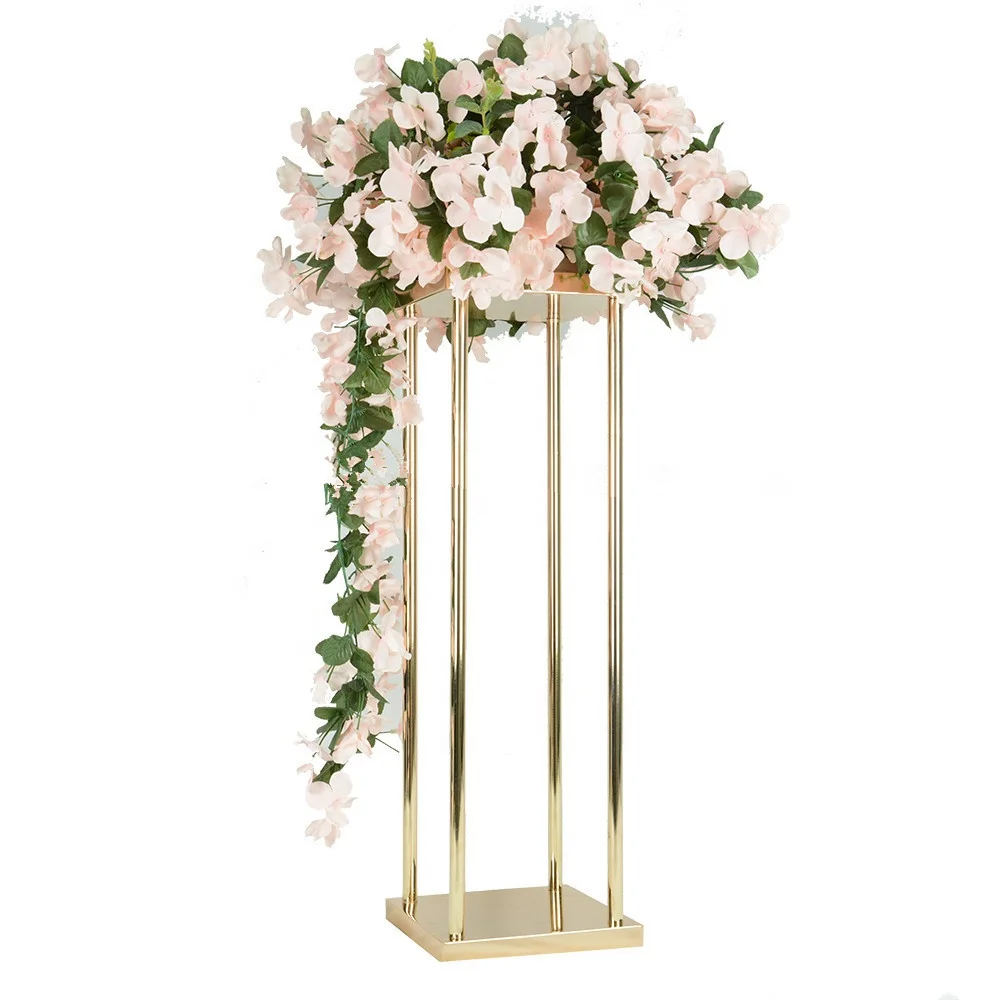 

Flower Vase Gold Column Stand Metal Road Lead Wedding Centerpiece Flower Rack For Event Party Decoration senyu0001