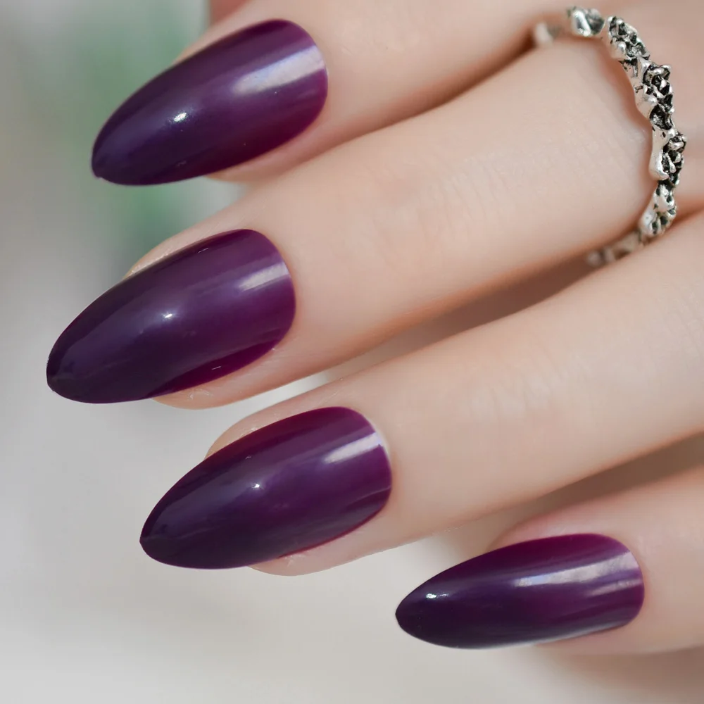 

24 Purple Fake Nails Candy Grape Color Decorative Fingernails Cheap Sharp Nail Tips Many Colors for Choose