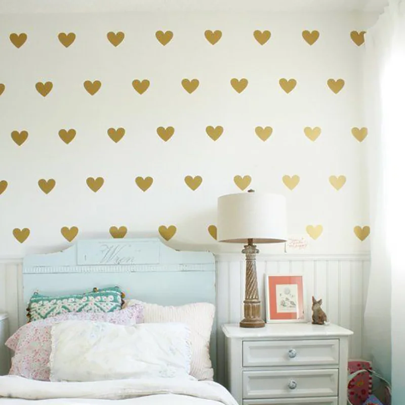 Девочка Наклейки для декора комнаты Золотой стикер на стену в форме сердца для детской комнаты Настенные наклейки для украшения комнаты Дети настенные стикеры s