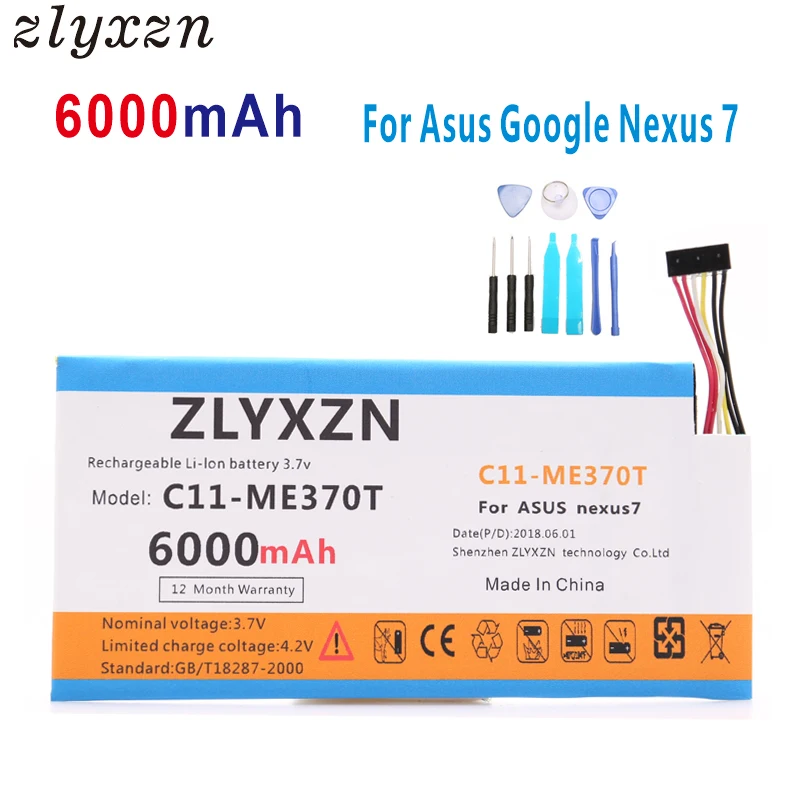 

6000mAh C11-ME370T For Asus Google Nexus 7 Nexus7 Nexus 7 1 Generation 2012 Wifi Version Battery+Tracking Number + TOOLS