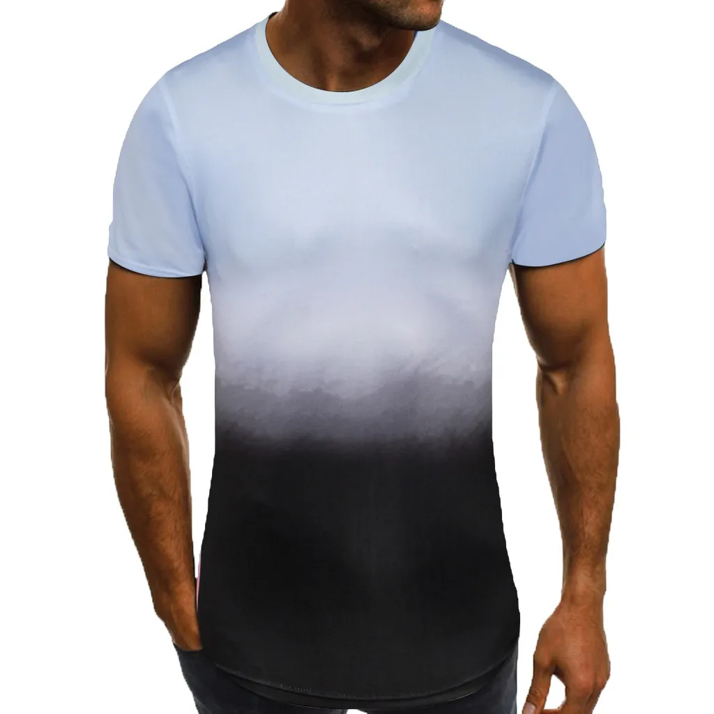 Мужская футболка хлопковая градиентная с коротким рукавом 2020|Футболки| |