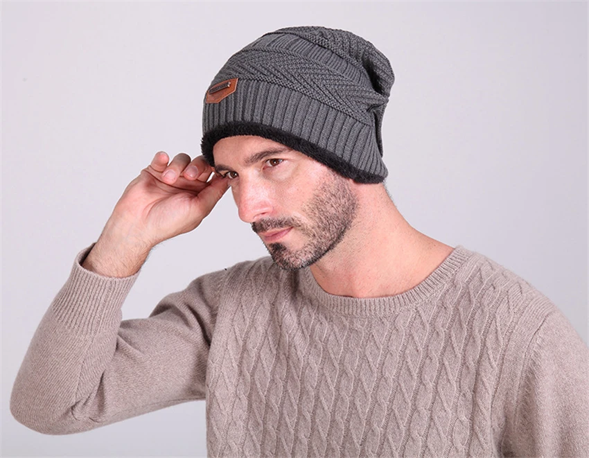 Man's Winter Knit Hat Beanies Caps 