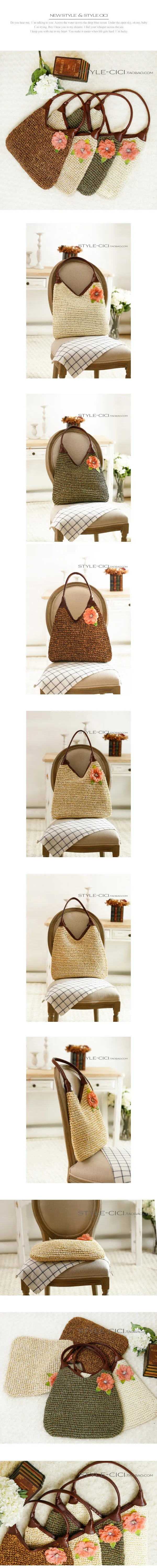 Bohemian Flower Shoulder Bags Women Casual Rattan Straw Bag Large Capacity Wicker Woven Handbags Female Summer Beach Purse Totes evening bags