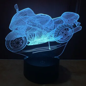 

Color Changing 3D Lamp Touch Switch Motorcycle Helmet 3D Night Light LED Luminaria Bedroom Lighting Toys Motorcycle Model