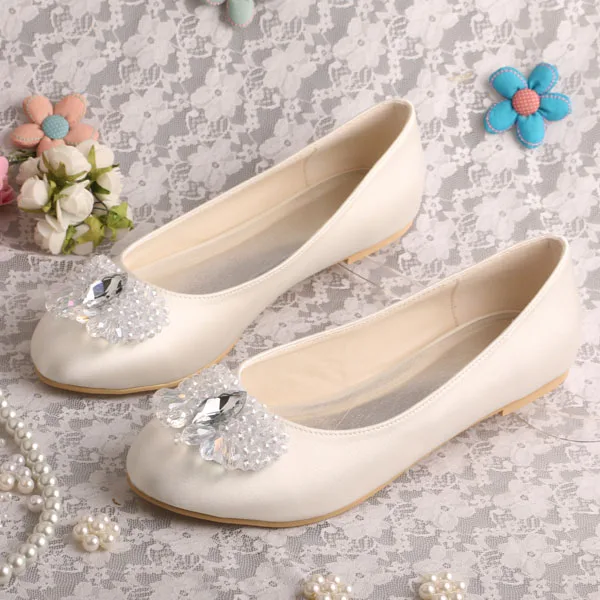 Buy Womens White Flat Dress Shoes For Wedding Closed