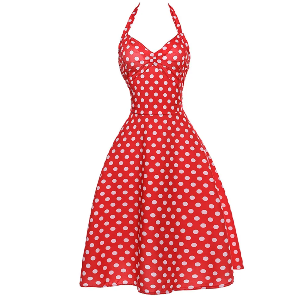 

Vintage Sexy Women Dress lady Elegant Deep V-Neck Sleeveless red Polka Dot Slim Bodycon party Dress plus size