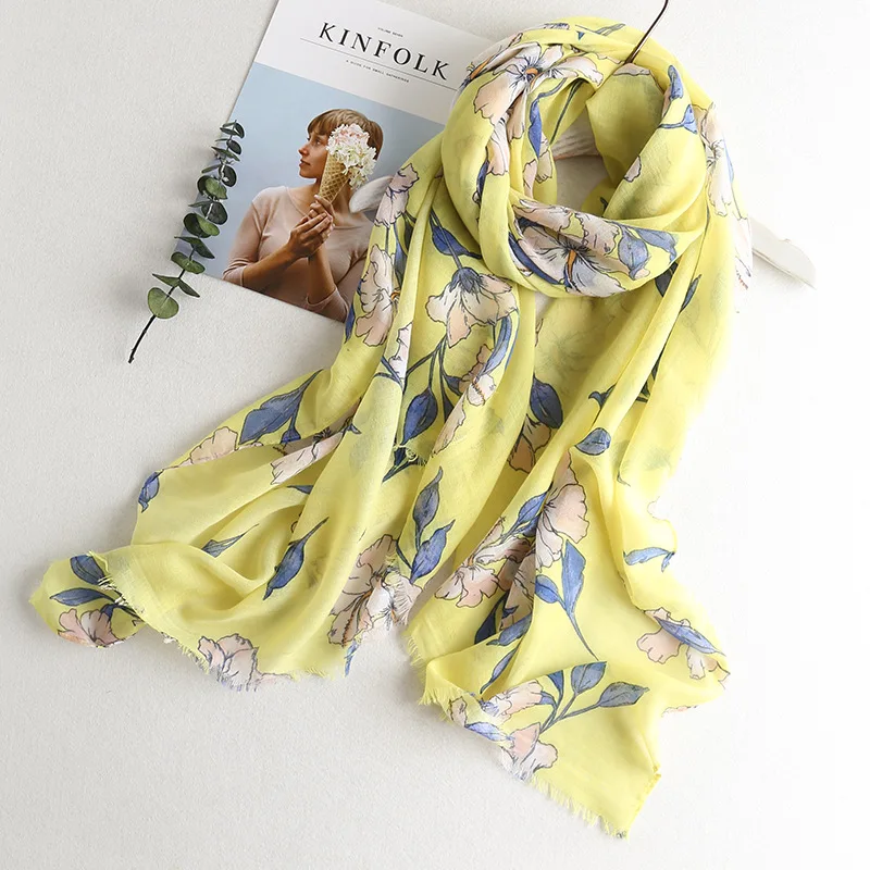 

VISROVER summer scarf for women girl viscose cactus scarf flamingo lady tropical print scarf beach scarfs sun protection shawl