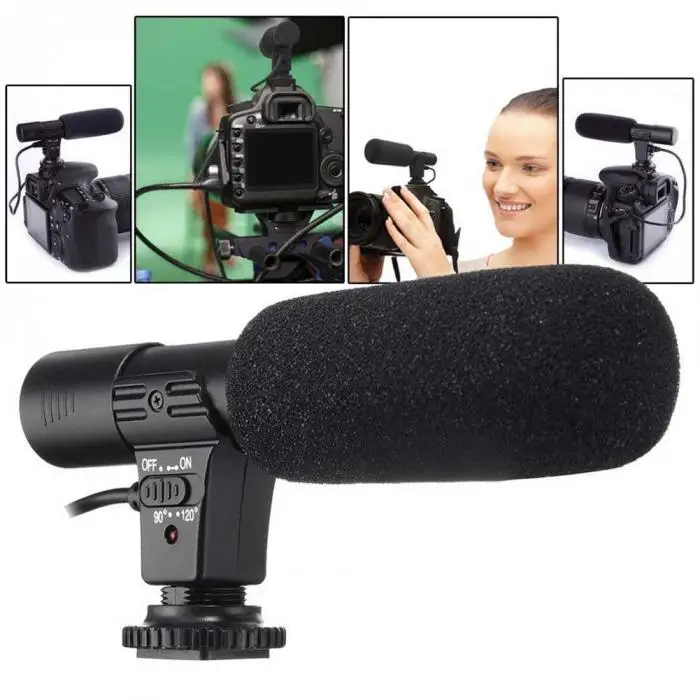 3.5mm Universal Microphone External Stereo Mic for DSLR Camera DV Camcorder
