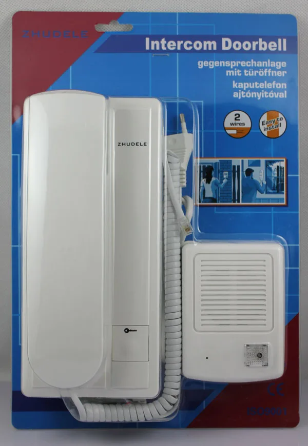 

ZHUDELE New Arrival 2-Wired Audio Doorphone, Home Security Intercom System Doorbell w/t Intercom & Unlocking Functions ZDL-3208