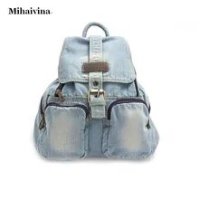 Hot Sale Women s Backpack Denim Backpack Teenage Girls Vintage Travel Bag Shoulder Bag School Rucksack