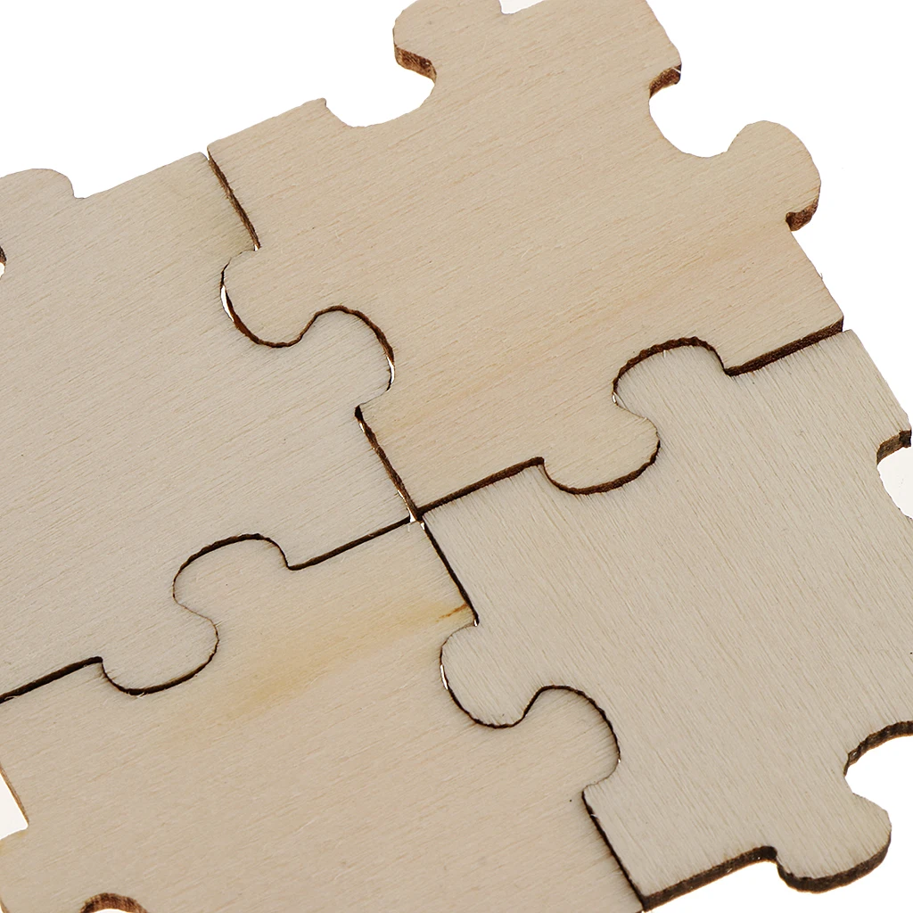  50Pcs 40x40mm Square Puzzle of Wood Pieces Double-sided Wooden Embellishment DIY for Card Making,Scrap booking,Arts and Crafts 