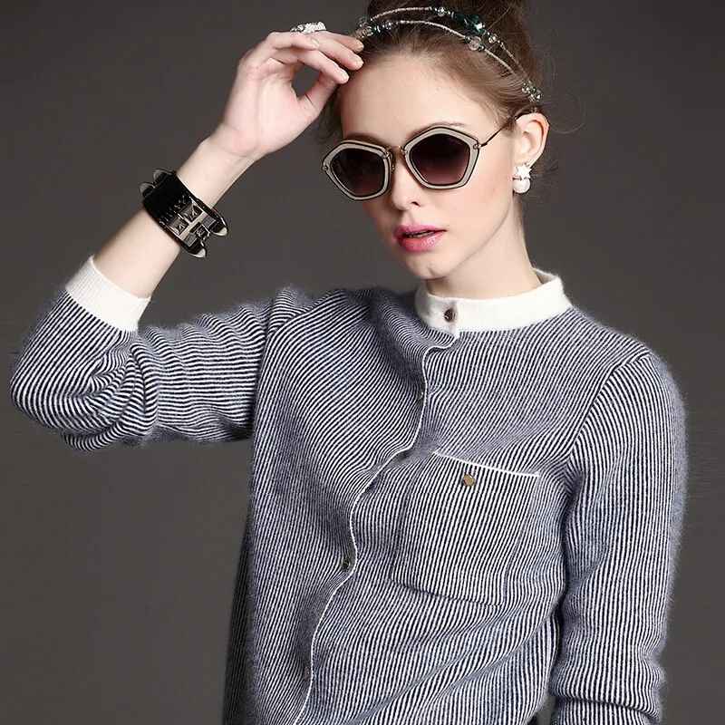 2017Women's Long Baseball Kitted Cashmere Cardigan Sweater Female Autumn Winter Half Turtleneck