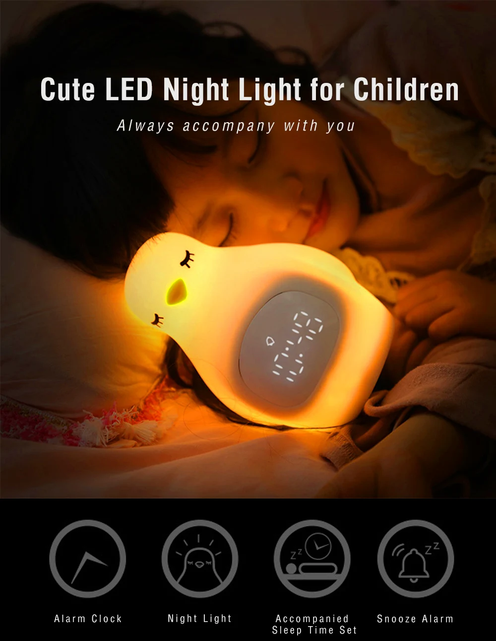 22%, в форме пингвина светодиодный ночник Пингвин Outlook будильник Мягкие силиконовые милый проснуться лампы для детей USB кабель
