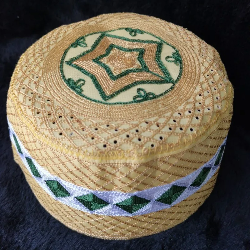 chapéu de oração árabe do islão masculino topi africano kippah cabeça bonés muçulmano índia judeu chapéu amarelo allah musulman novo hombre boné boina