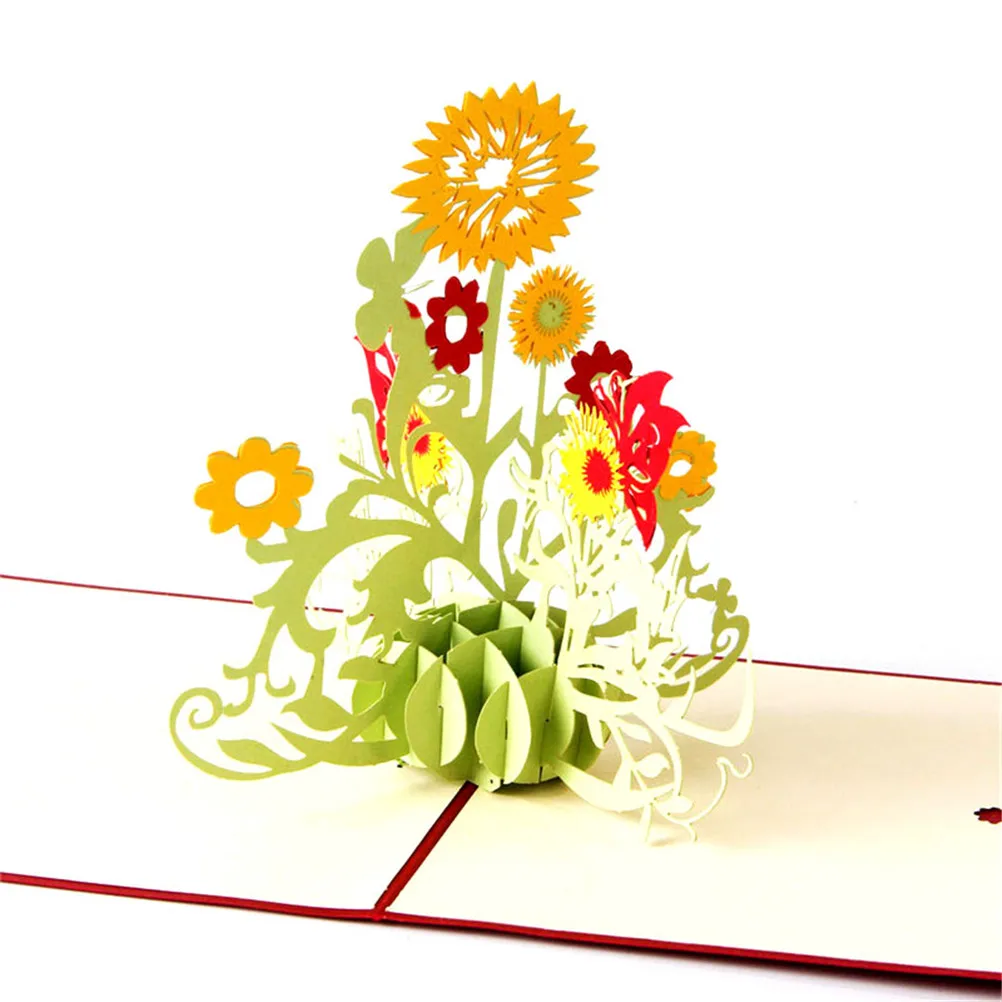 Винтаж Подсолнух креативный Любовь 3D всплывающие бумажная коробка с узором крафт-открытки поздравительные и подарочные открытки на день рождения DIY Спасибо карты