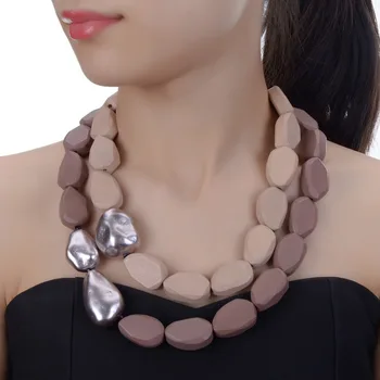 

JEROLLI Handmade CCB Bohemia Ethnic Necklace Pendant Multi Layer Beads Jewelry Vintage Statement Necklace Women Wood Jewelry