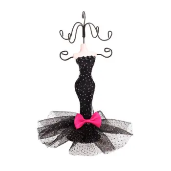 

Mermaid Style Dress Jewelry Mannequin Holder Black w/ Pink Bow