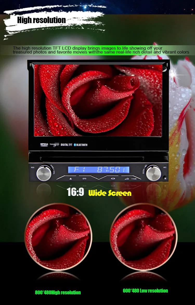 Discount 7" Touch Screen 1 Din Car DVD Single Din Car Radio One Din Car GPS Car Recorder Input & Motorized Screen Detachable Front Panel 2 Discount 7" Touch Screen 1 Din Car DVD Single Din Car Radio One Din Car GPS Car Recorder Input & Motorized Screen Detachable Front Panel 2