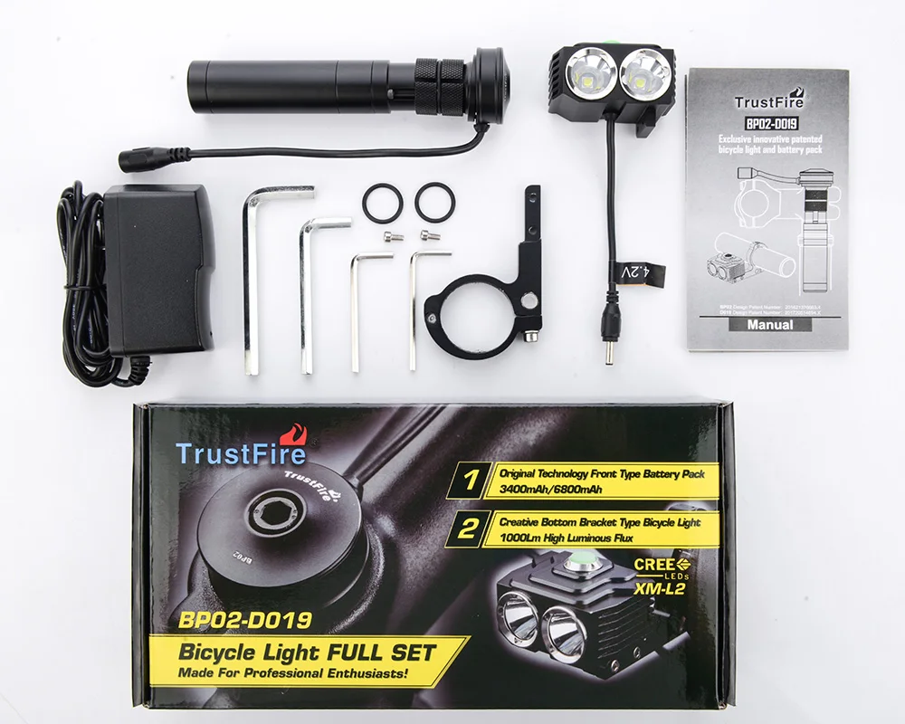 

TrustFire Bicycle Light Set 3400-6800mAh Rechargeable Battery Pack Safety Bike Lamp Charger for Outdoor Camping Cycle Part