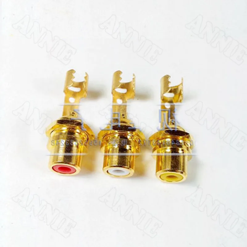 

10pcs/lot Copper RCA Female Connector Lotus Terminal Gold Plated Welding Jack