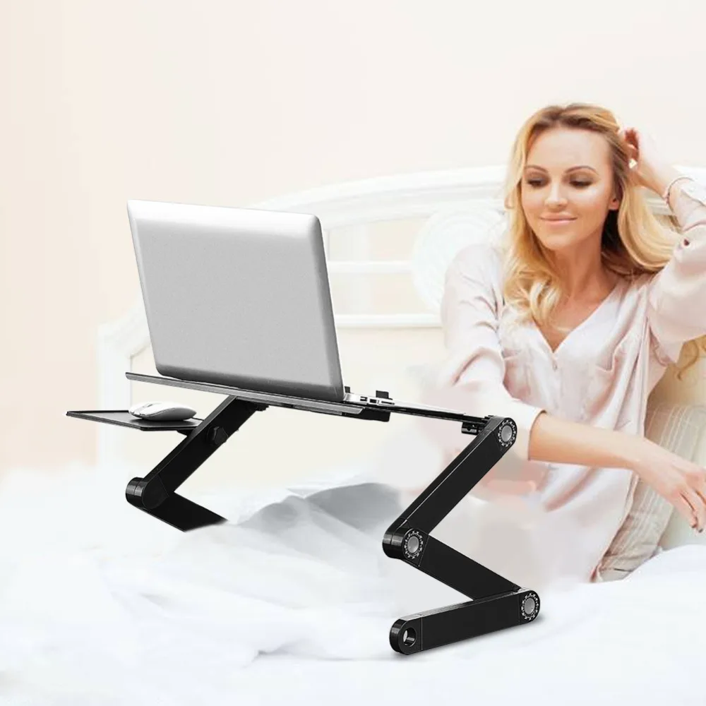 Регулируемый складной стол из алюминиевого сплава для ноутбука, столы для ноутбука, компьютерная настольная подставка для ноутбука с охлаждающим вентилятором, доска для мыши для кровати, дивана
