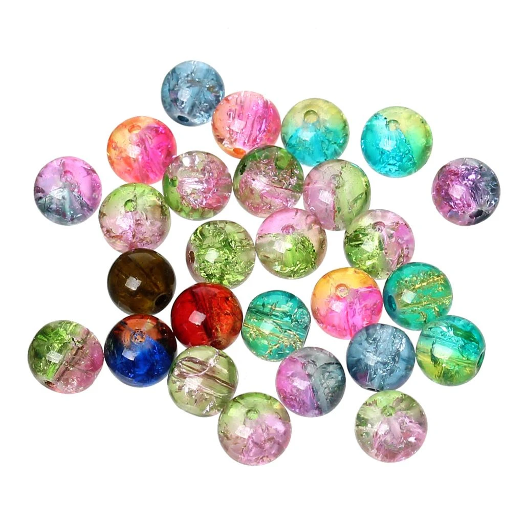 DoreenBeads Elegant Jewelry Glass Loose Beads Round Mixed Crackle About