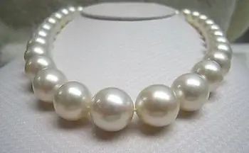 

HUGE 18"13-17MM NATURAL SOUTH SEA GENUINE WHITE ROUND PEARL NECKLACE AA+