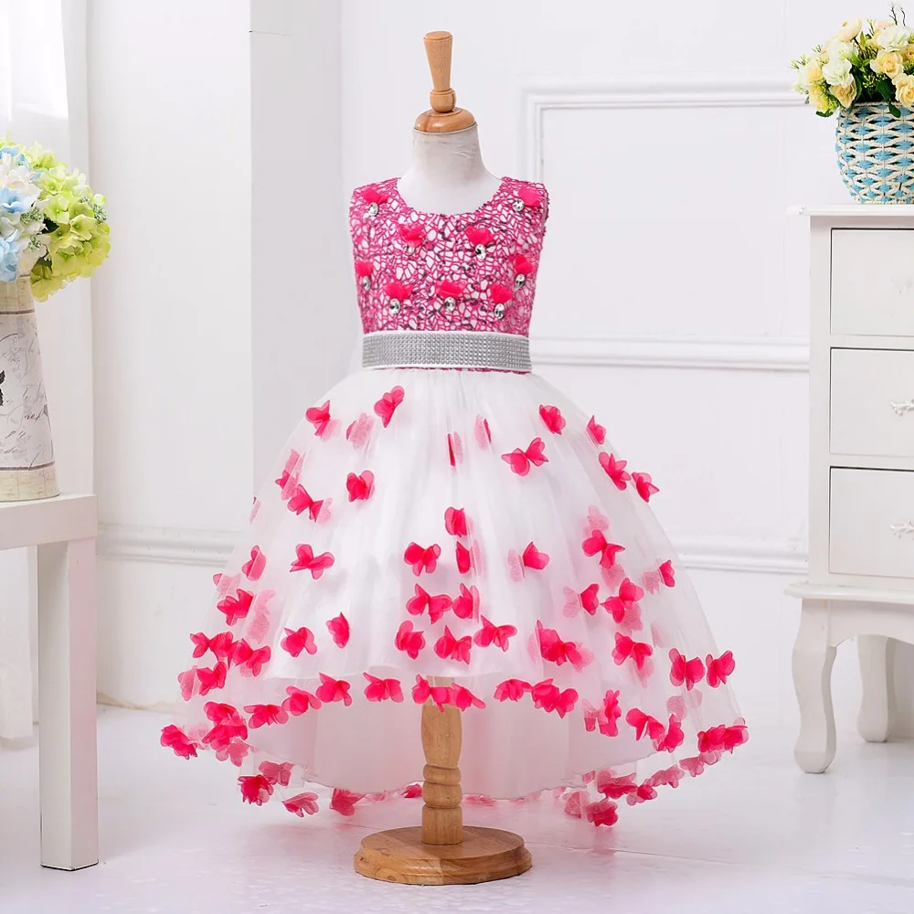 

DIIMUU Floral Formal Evening Wedding Lace Gown Princess Dress Flower Girls Children Clothes Kids Dresses for Girl Clothes Party
