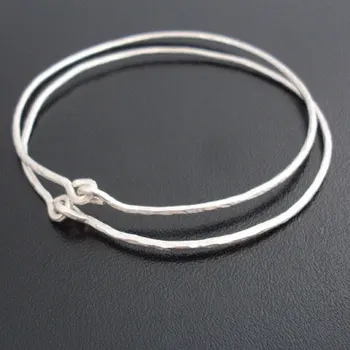 

Hammered round Bangle set 2pcs Handmade Rose Filling Bracelets Simple Fashion Jewelry present women