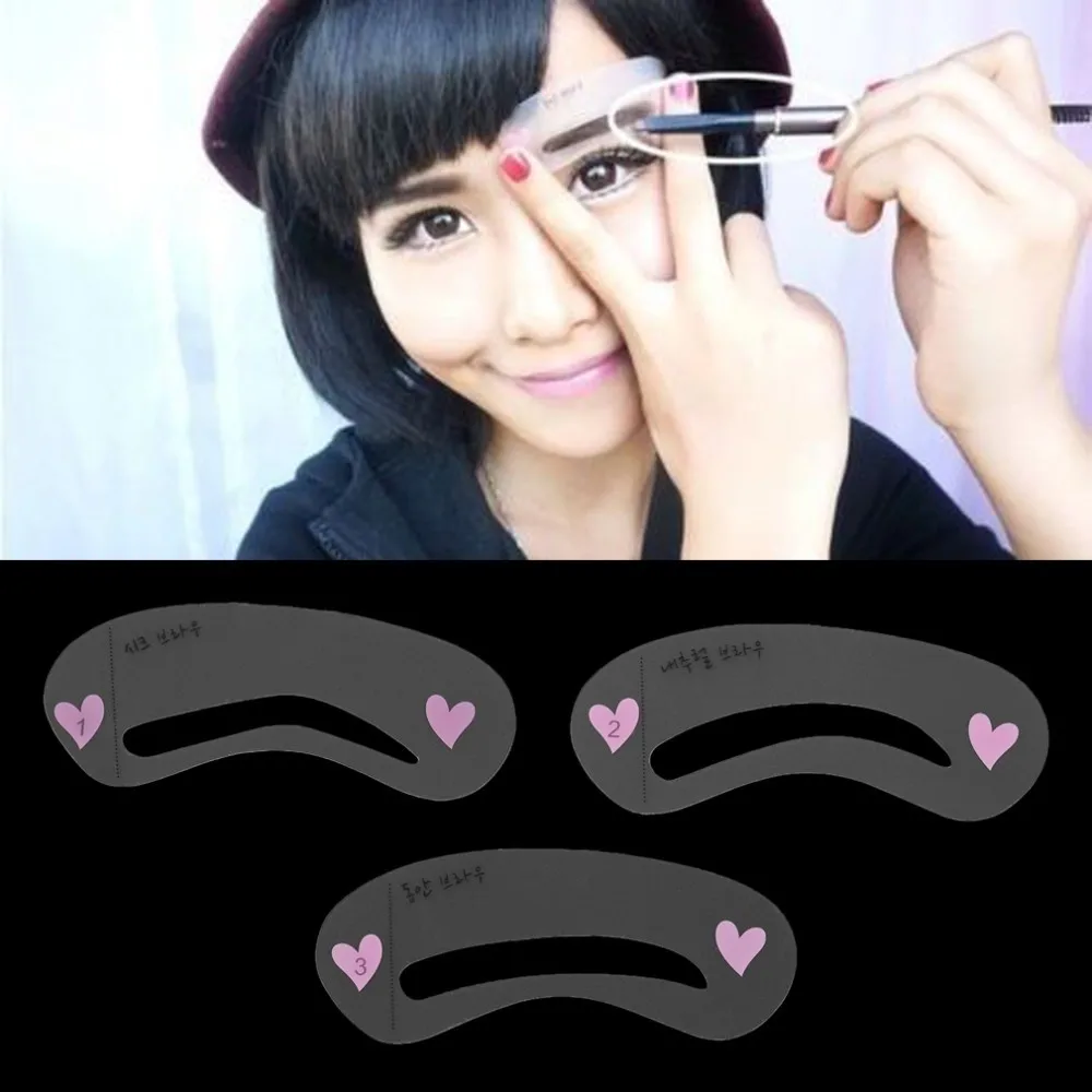 3 styles brow shaping guide template eyebrow drawing card make up