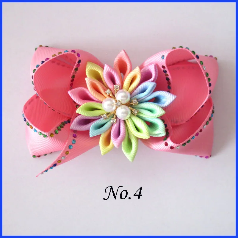 2 blessding Girl Rhinestone Rainbow 4," блеск ABC волос лук клип цветок