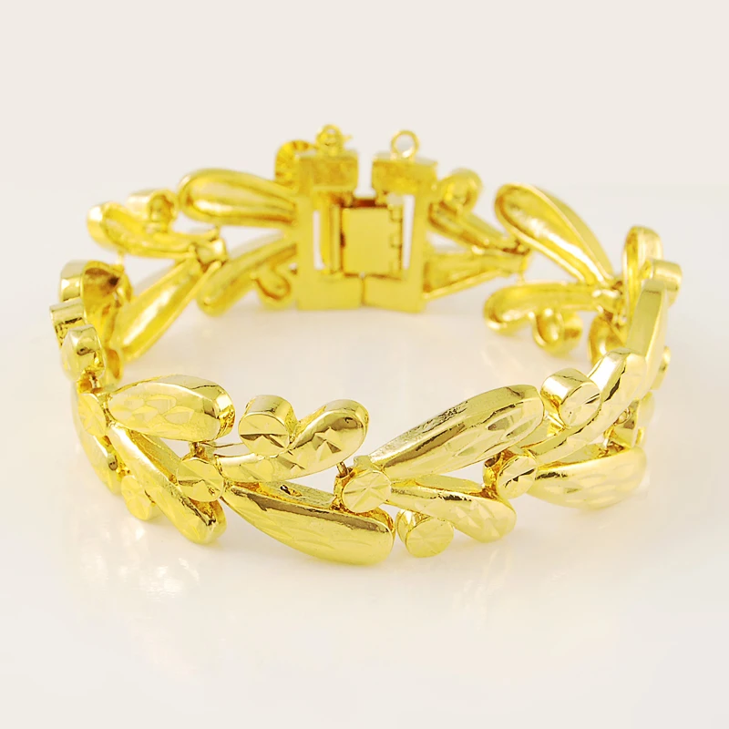 

Vintage Retro 24K Gold Plating Bracelet Yellow Gold Color Bracelets Accessories for Women Luxury Wedding Jewelry Gift