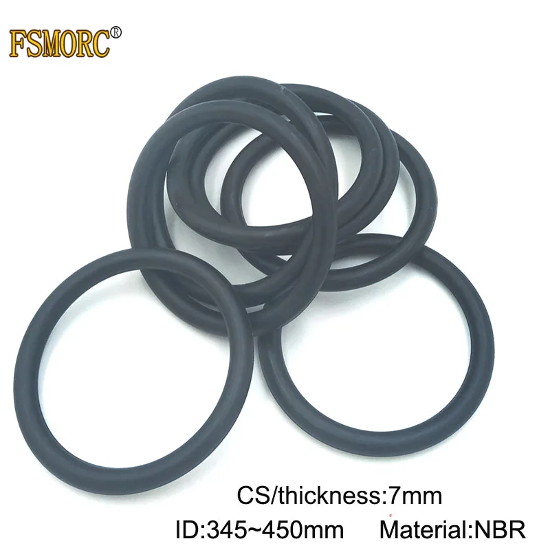 2pcs 7mm Thickness CS Nitrile Rubber O Rings ID 345 355 365 375 380 387