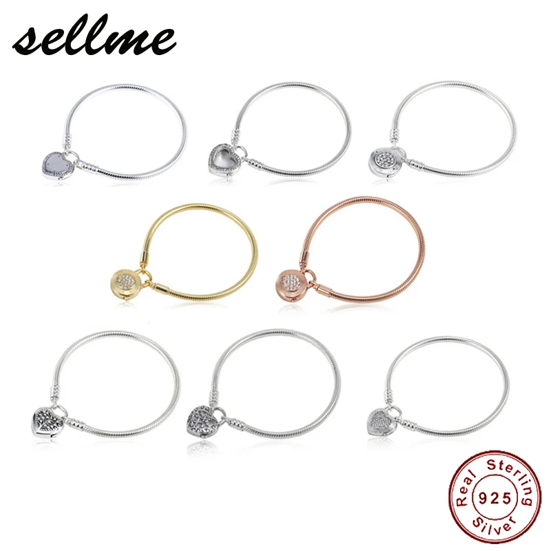 

Real 925 sterling silver MOMENTS Smooth Bracelet with Regal Heart & Signature & Tree of Love & Lock Your Promise Padlock Clasp
