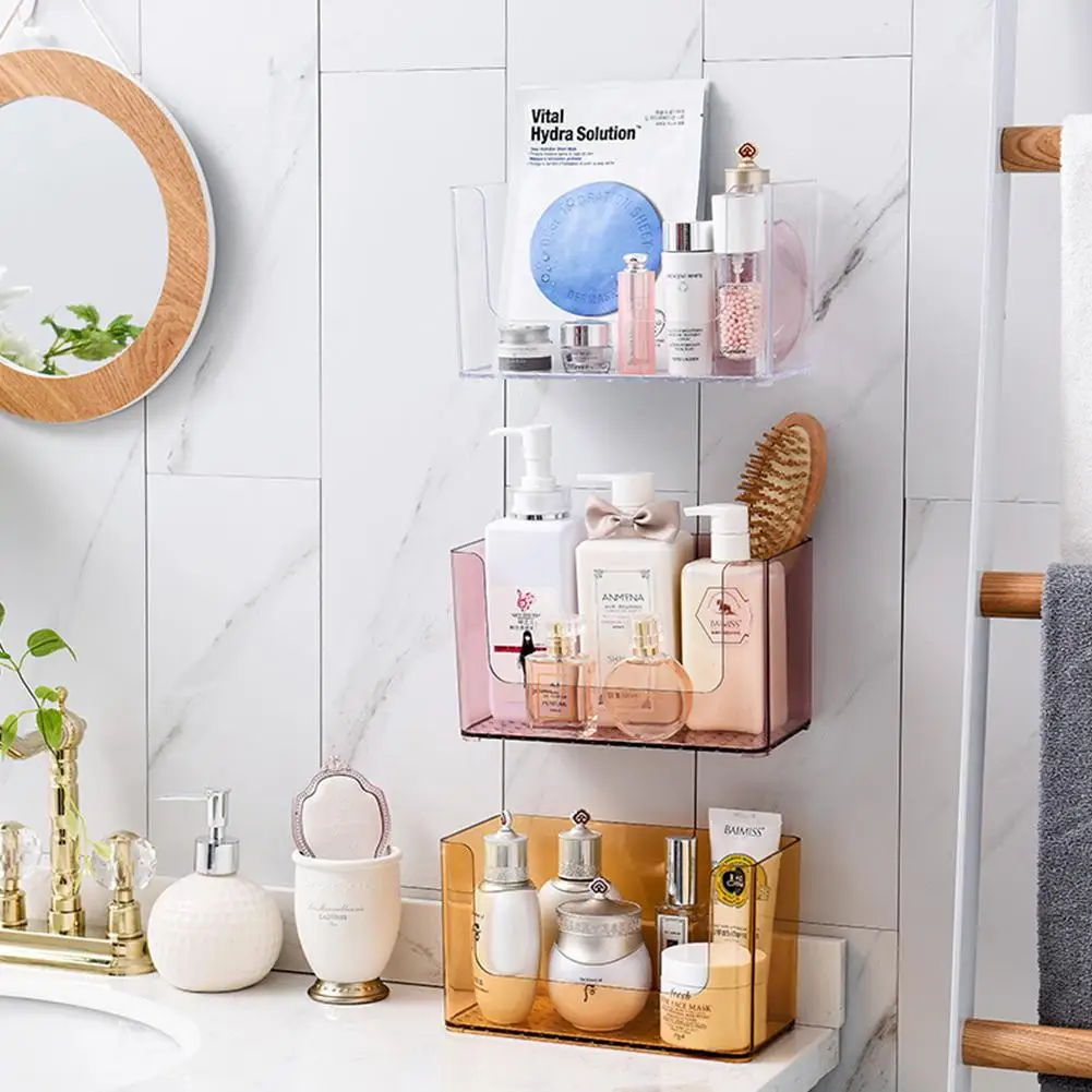 HobbyLane модный настенный ящик для хранения для ванной комнаты прозрачный акриловый Органайзер для косметики для женщин