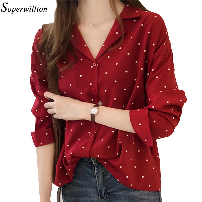 Women Office Blouse Feminine Plus Size Polka Dot Elegant Shirt ...