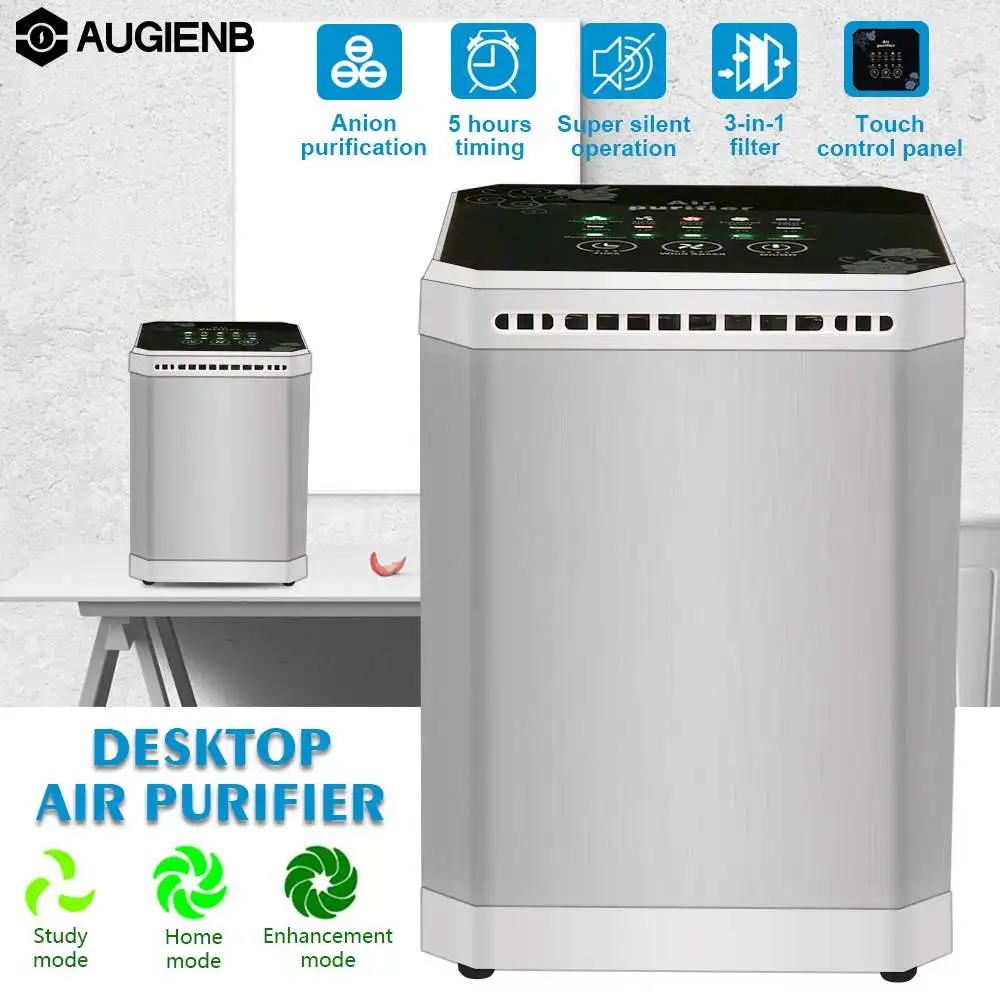 

AUGIENB 1200W Negative Ion Desktop Air Purifier & Replaced Filte / 3-in Filter / 5h Timing / Air Cleaner for Smoke Dust Smell