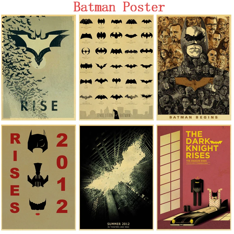 

Marvel Poster Evolution of Batman Wall Stickers Vintage Poster Prints High Quality For Bar And Home Decor